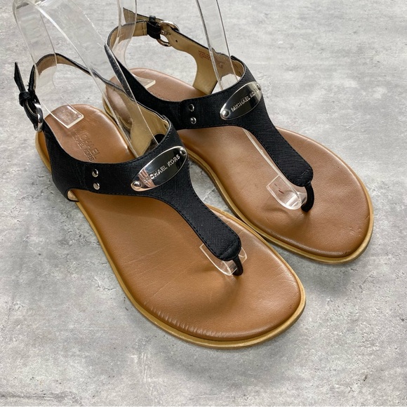 Michael Kors Plate Thong Black Sandals Women’s 7 - Picture 2 of 13